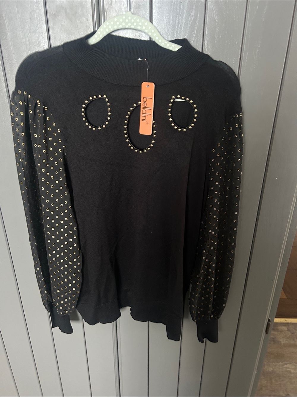 Bellini Black Stud-Embellished Crewneck Sweatshirt